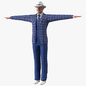 3D model elderly man leisure suit