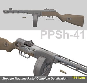 3d model shpagin ppsh-41 complete