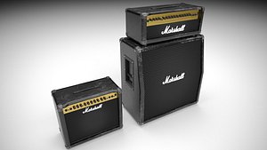 Marshall Guitar Amp and Header 3D