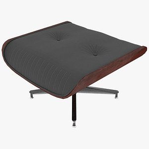 Eames Ottoman Charcoal Fabric Mahogany Details
