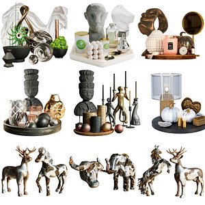 Large set with a decor for a cafe or home 3D