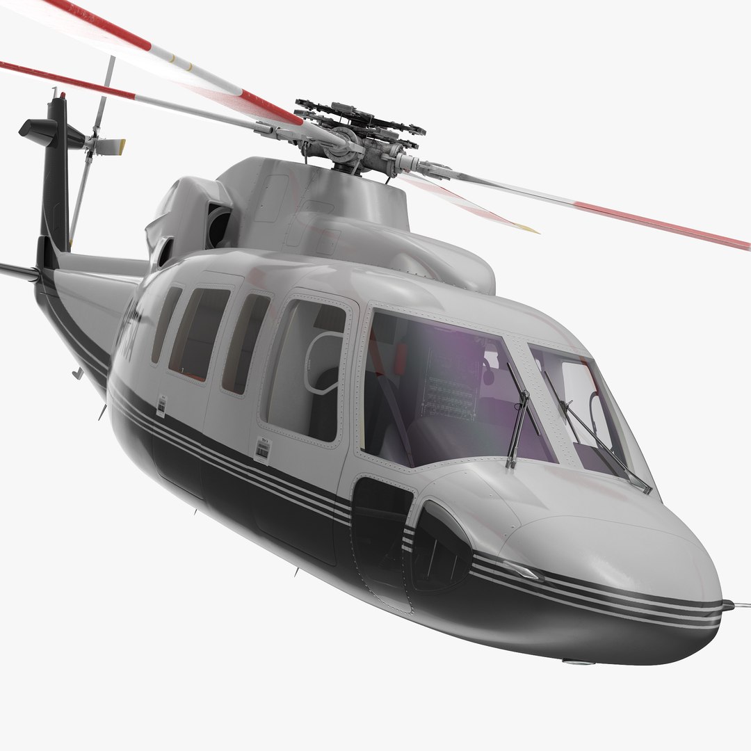 Utility Helicopter Sikorsky s76 Rigged 3D model preview
