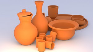 3D clay pots plates