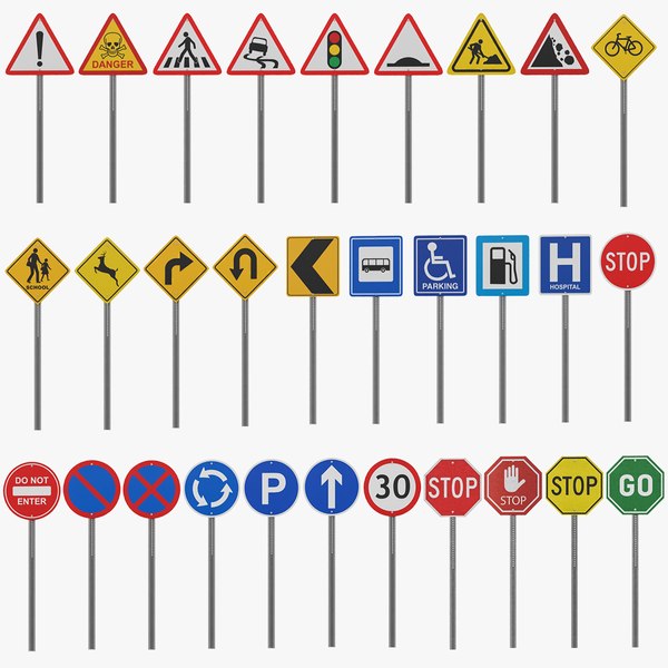 30 Traffic Signs Collection 3D model