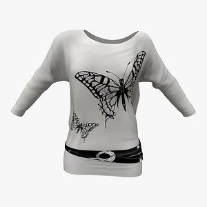 Batwing Tunic With Belt 3D model