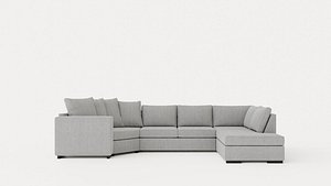 Kahnia Corner Sofa Cozy Corner With Chaise Lounge Right Light Gray 3D model