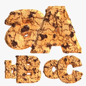 3D Choc Chip Cookie Alphabet - LETTERS PACK model