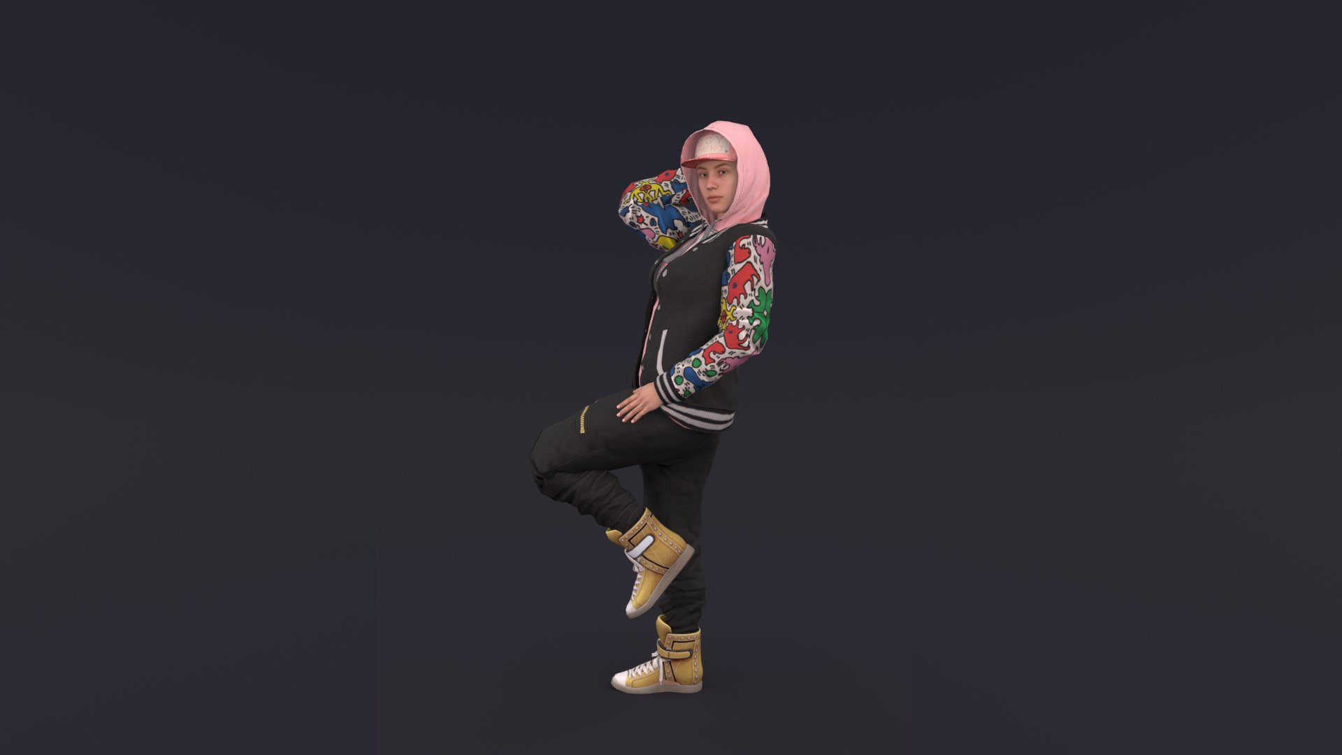 HipHop Girl 3D model https://p.turbosquid.com/ts-thumb/6f/1lw3mk/0I/5/png/1720243793/1920x1080/fit_q87/5b3c4f56f3ac9b93f1a710e189ffbd4ffbf9972b/5.jpg