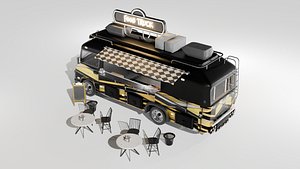 Retro Food Truck 3D Model Vintage Mobile Restaurant Catering Vehicle