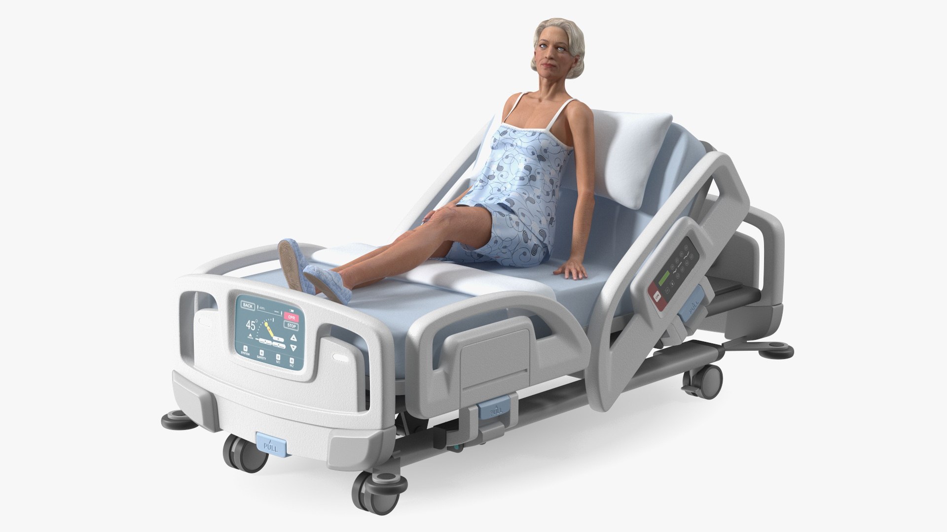 Woman on Smart Hospital Bed
