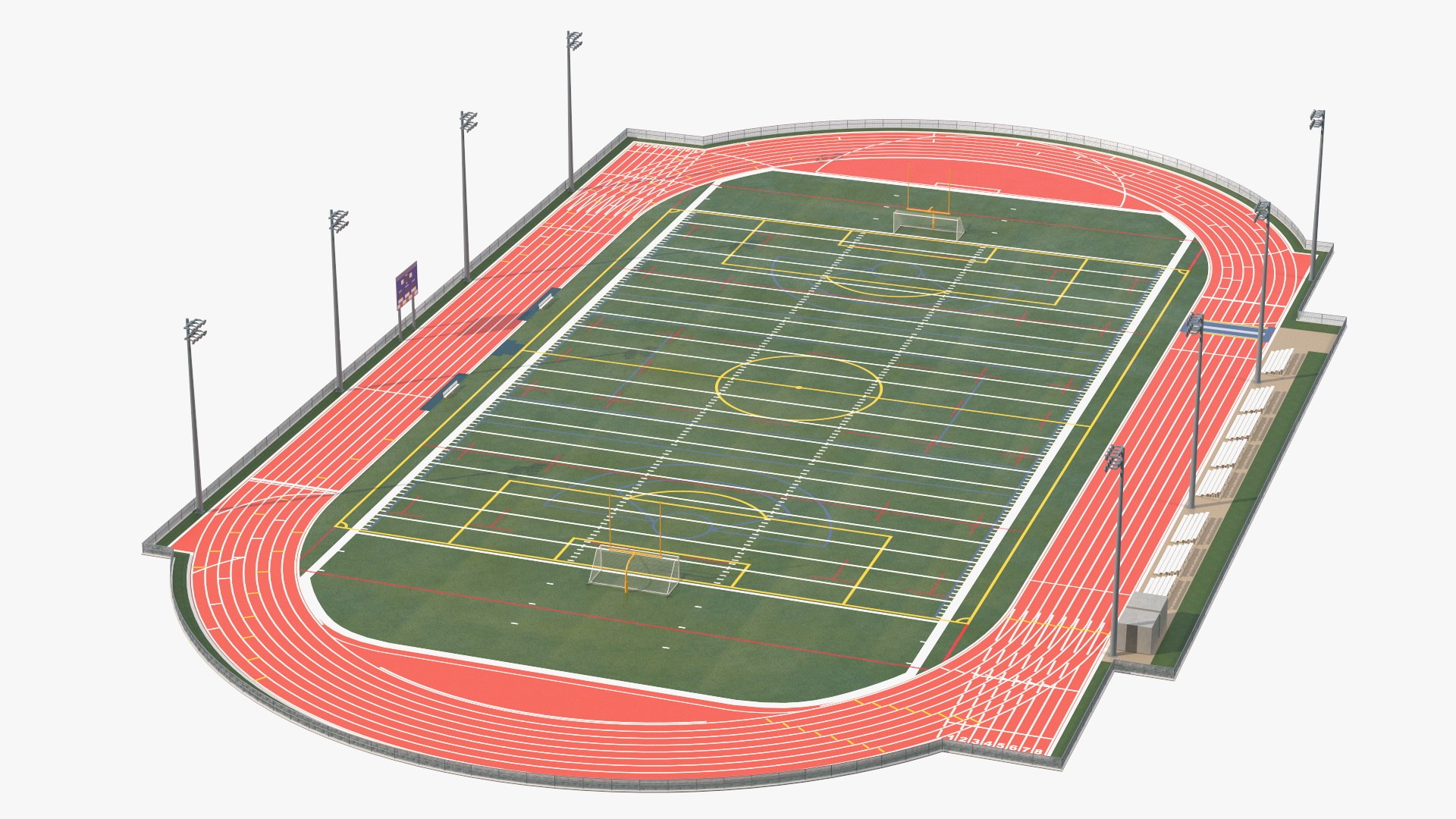 Athletic Running Track Stadium 3D model preview
