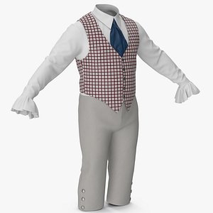 3D Lantern Sleeves Shirt with Vest and Short Pants 4 model