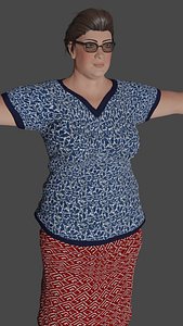 Fat Woman Low-poly Game-Ready