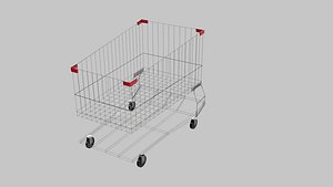 Supermarket Shopping Cart 3D  Realistic Design with Wheels
