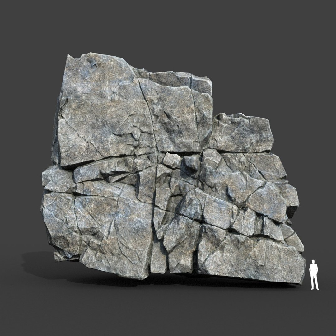 3D Model Low Poly PBR Gray Cracked Modular Rock - TurboSquid 2164253