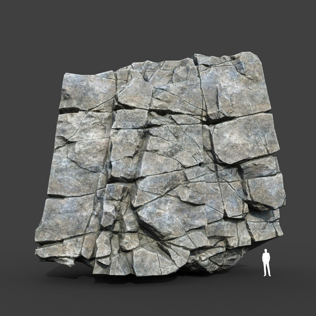 3D model Low poly PBR Gray Cracked Modular Rock - TurboSquid 2164253