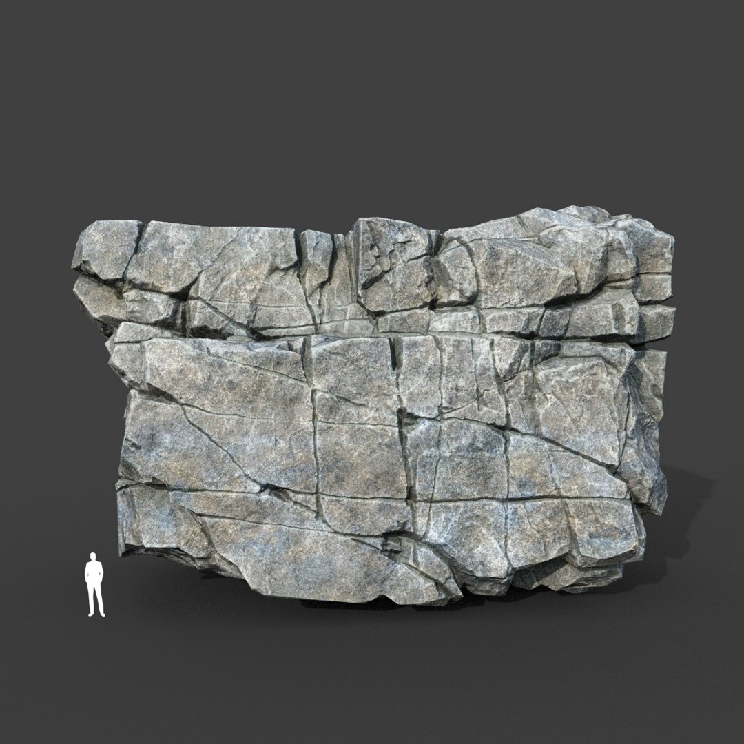 3D Model Low Poly PBR Gray Cracked Modular Rock - TurboSquid 2164253