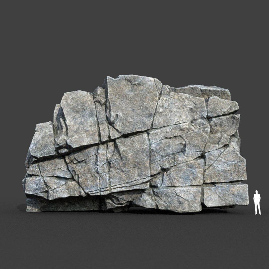 3D Model Low Poly PBR Gray Cracked Modular Rock - TurboSquid 2164253