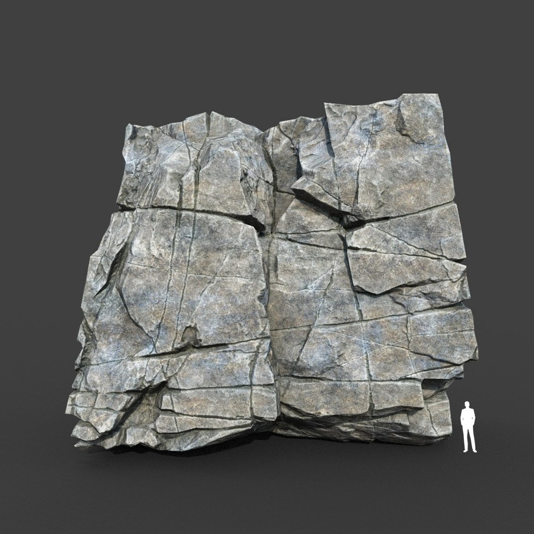 3D Model Low Poly PBR Gray Cracked Modular Rock - TurboSquid 2164253