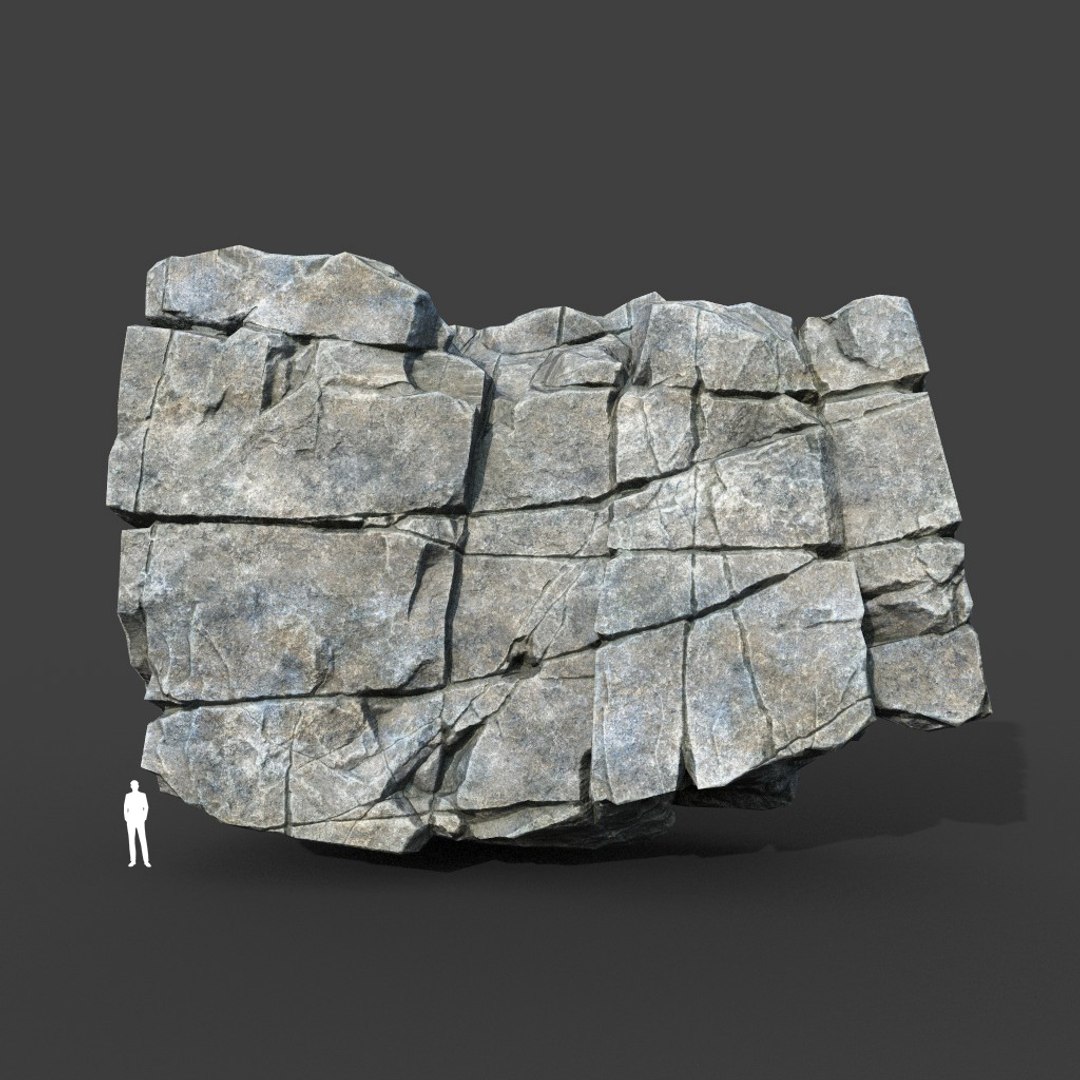 3D Model Low Poly PBR Gray Cracked Modular Rock - TurboSquid 2164253