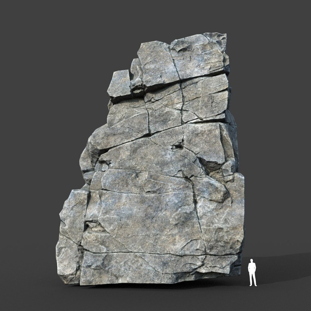 3D Model Low Poly PBR Gray Cracked Modular Rock - TurboSquid 2164253