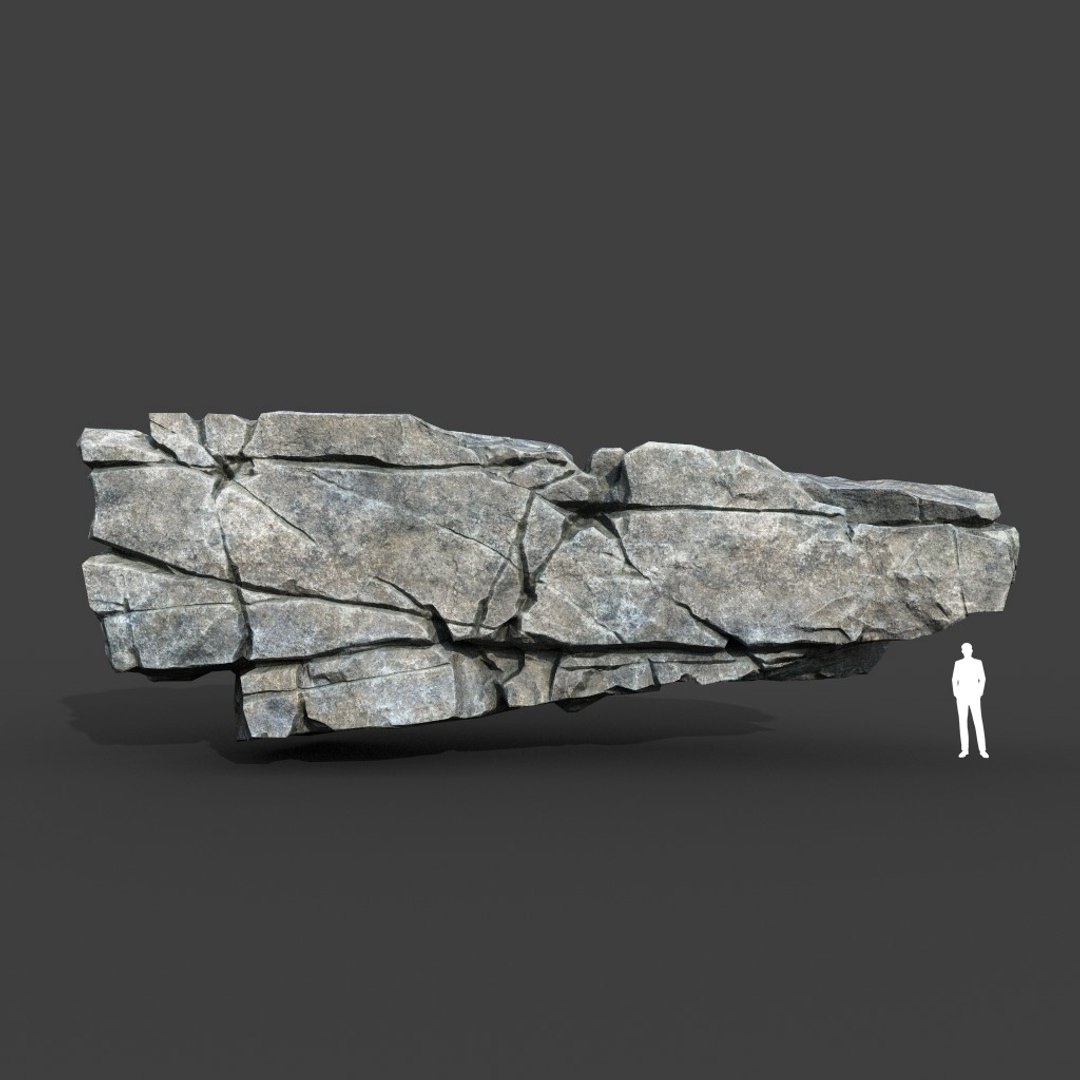 3D Model Low Poly PBR Gray Cracked Modular Rock - TurboSquid 2164253
