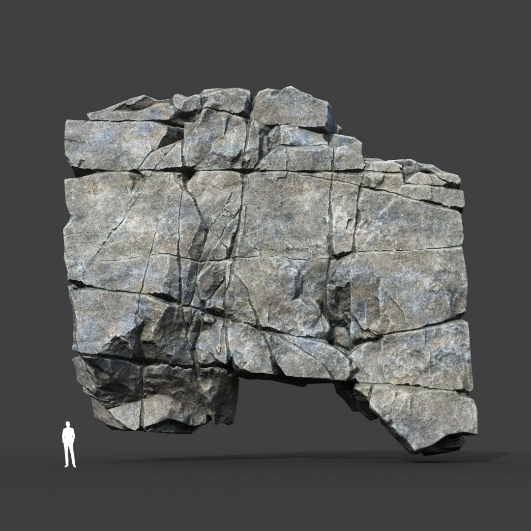 3D Model Low Poly PBR Gray Cracked Modular Rock - TurboSquid 2164253