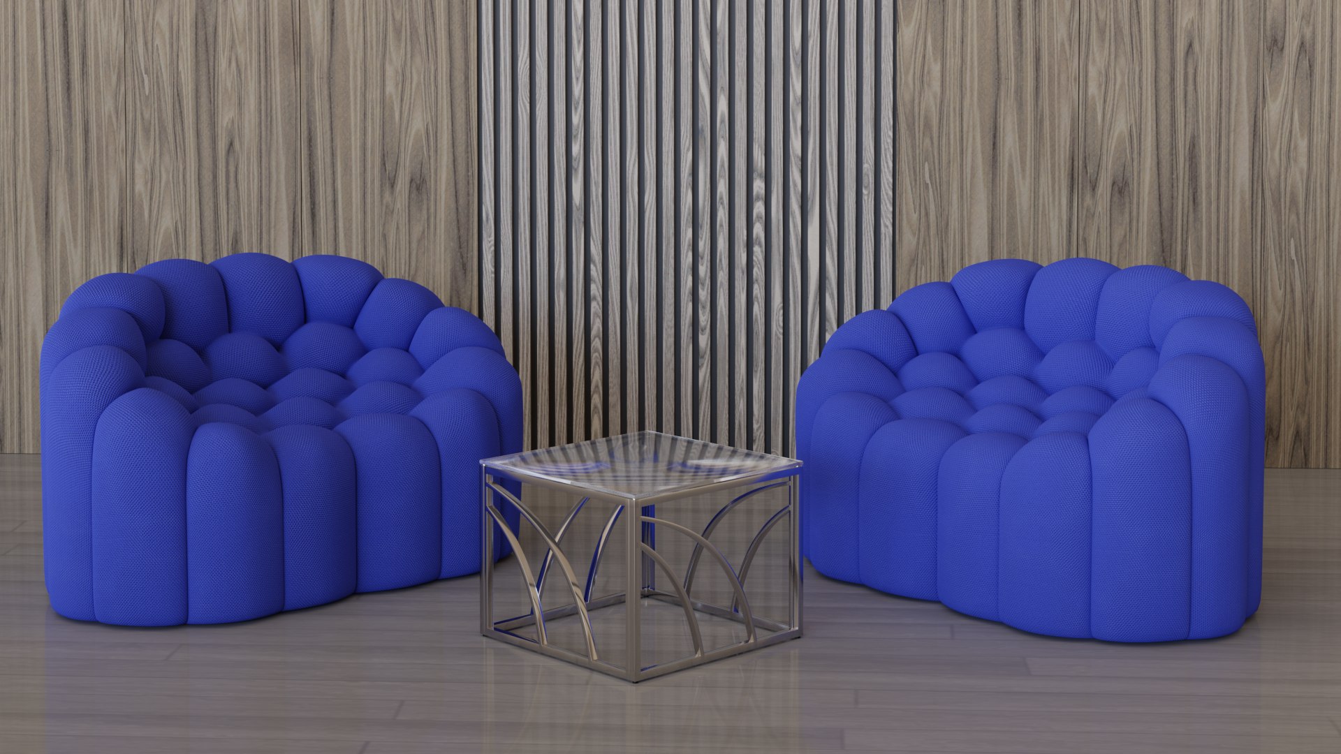 3D Square Chrome Coffee Table With Glass Top model TurboSquid 1829529