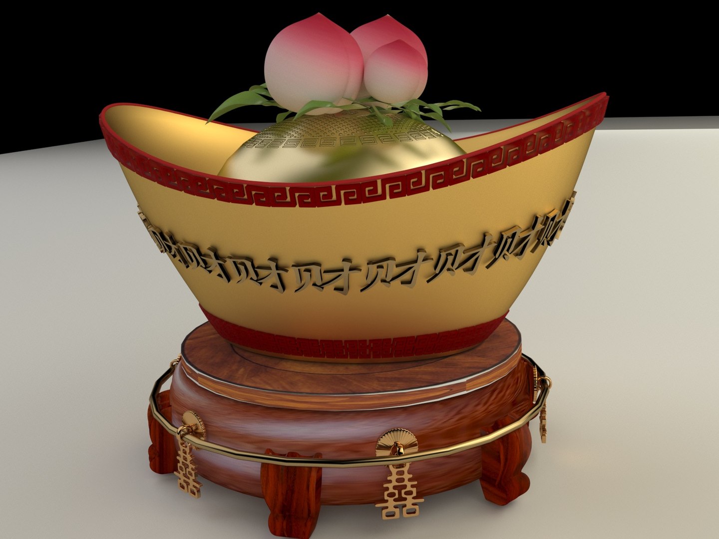 Chinese gold ingot 3D model - TurboSquid 1598503