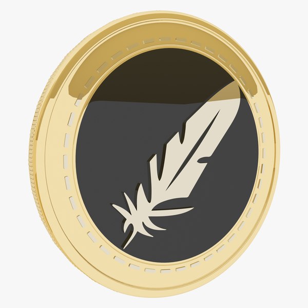 3D Feathercoin Cryptocurrency Gold Coin