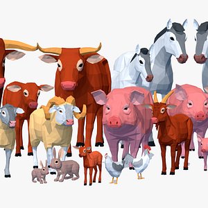 LowPoly Farm Animals 3D model