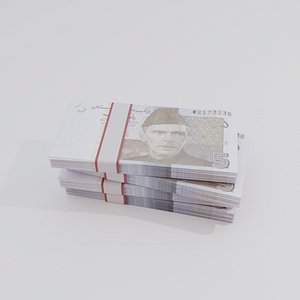 5 Pakistan Pakistani Rupee Currency 3D model