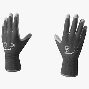 3D Safety Work Gloves Gray model