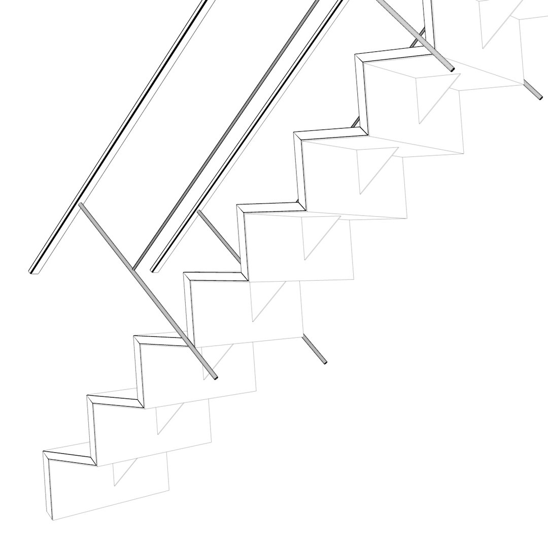 3D Modern Loft Stairs Railing Model - TurboSquid 1439471
