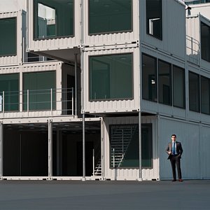 3D Designer Container Office Building White