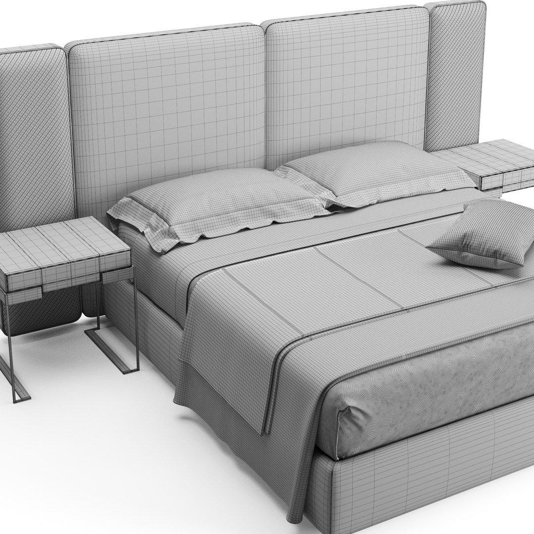 3D Bed Bedside Tables - TurboSquid 1695305