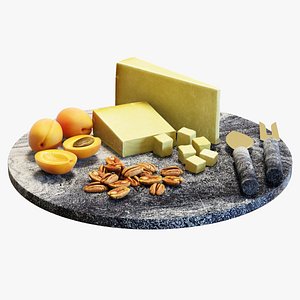 Food Set 12  Cheese Board with Apricots 3D model