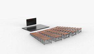 blank screen bench seating 3D model 3D