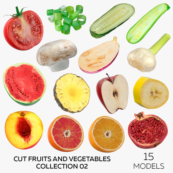 modèle 3D de Coupe Fruits et Légumes Collection 02 - 15 modèles -  TurboSquid 1816032