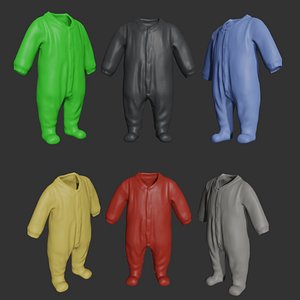3D Rigged Collection of Baby clothes model