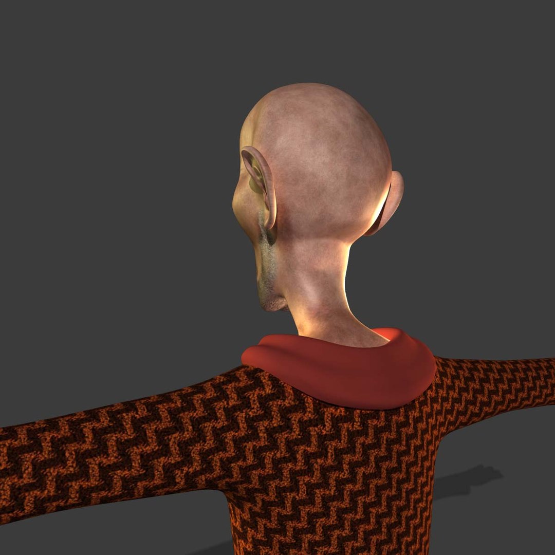 3d Old Uncle Character Human Model