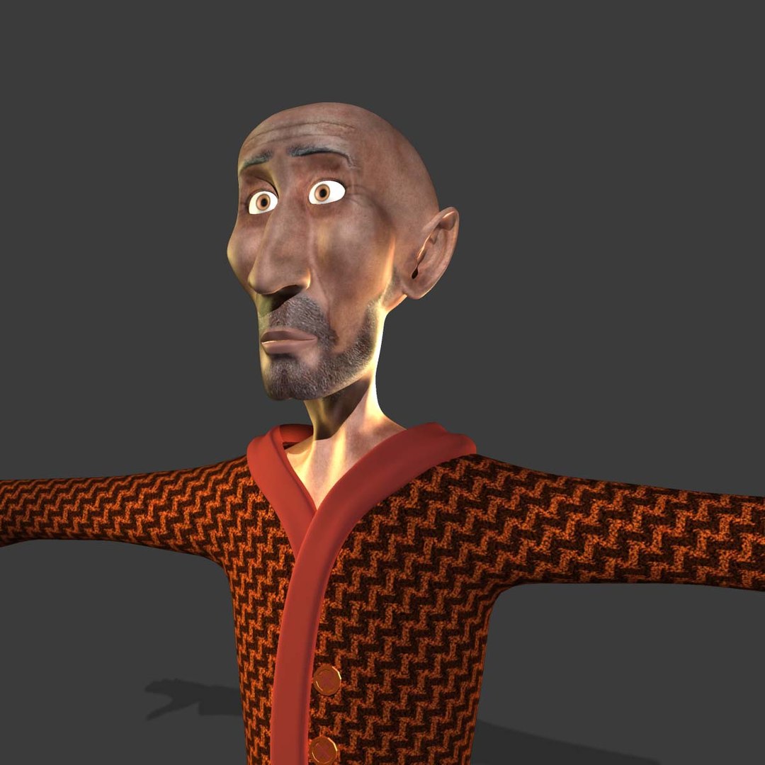 3d Old Uncle Character Human Model