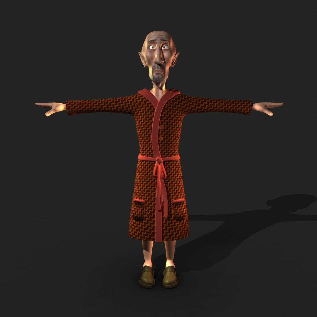 3d Old Uncle Character Human Model