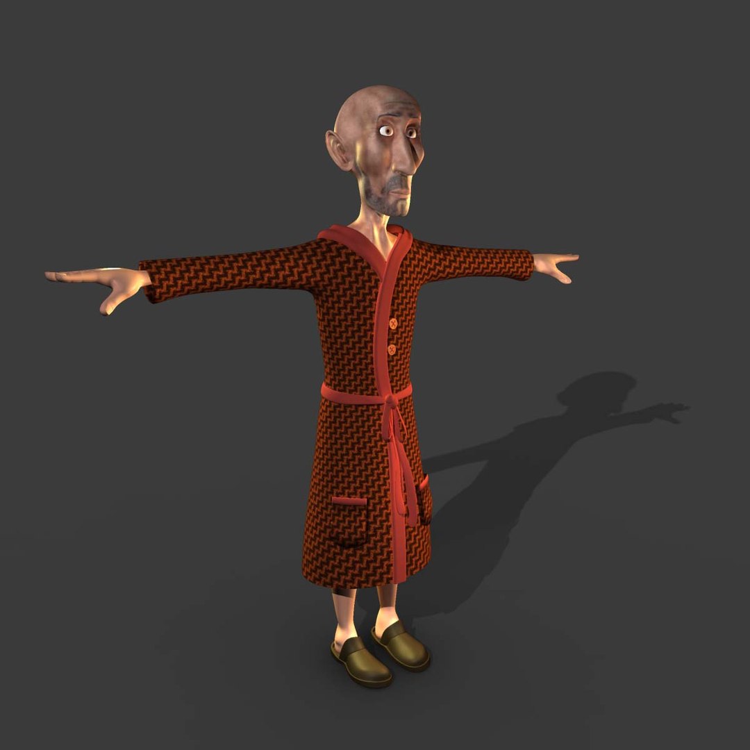 3d Old Uncle Character Human Model