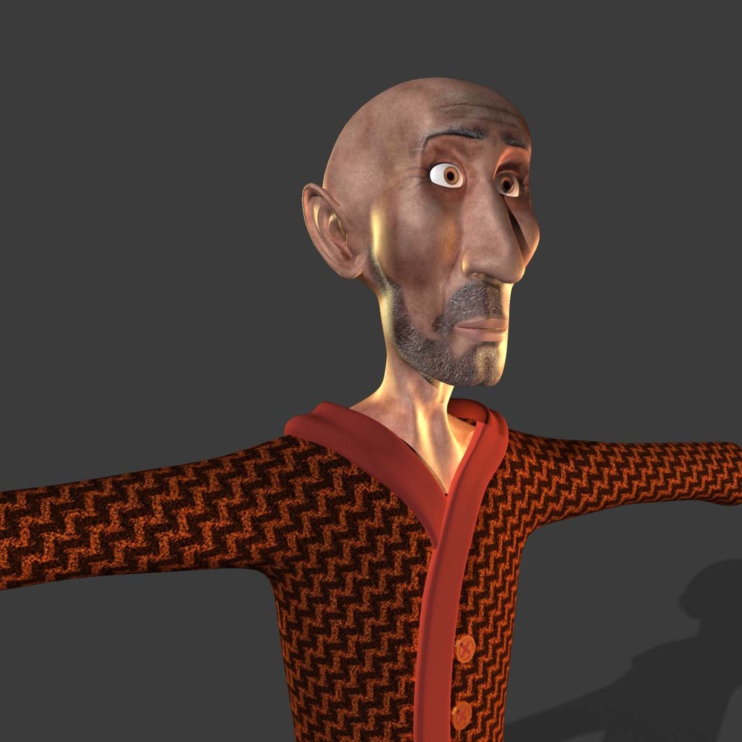 3d Old Uncle Character Human Model