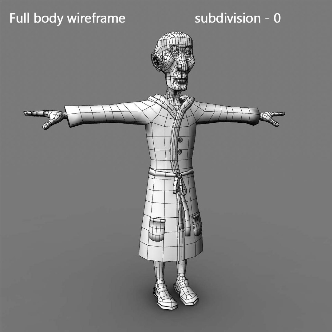 3d Old Uncle Character Human Model