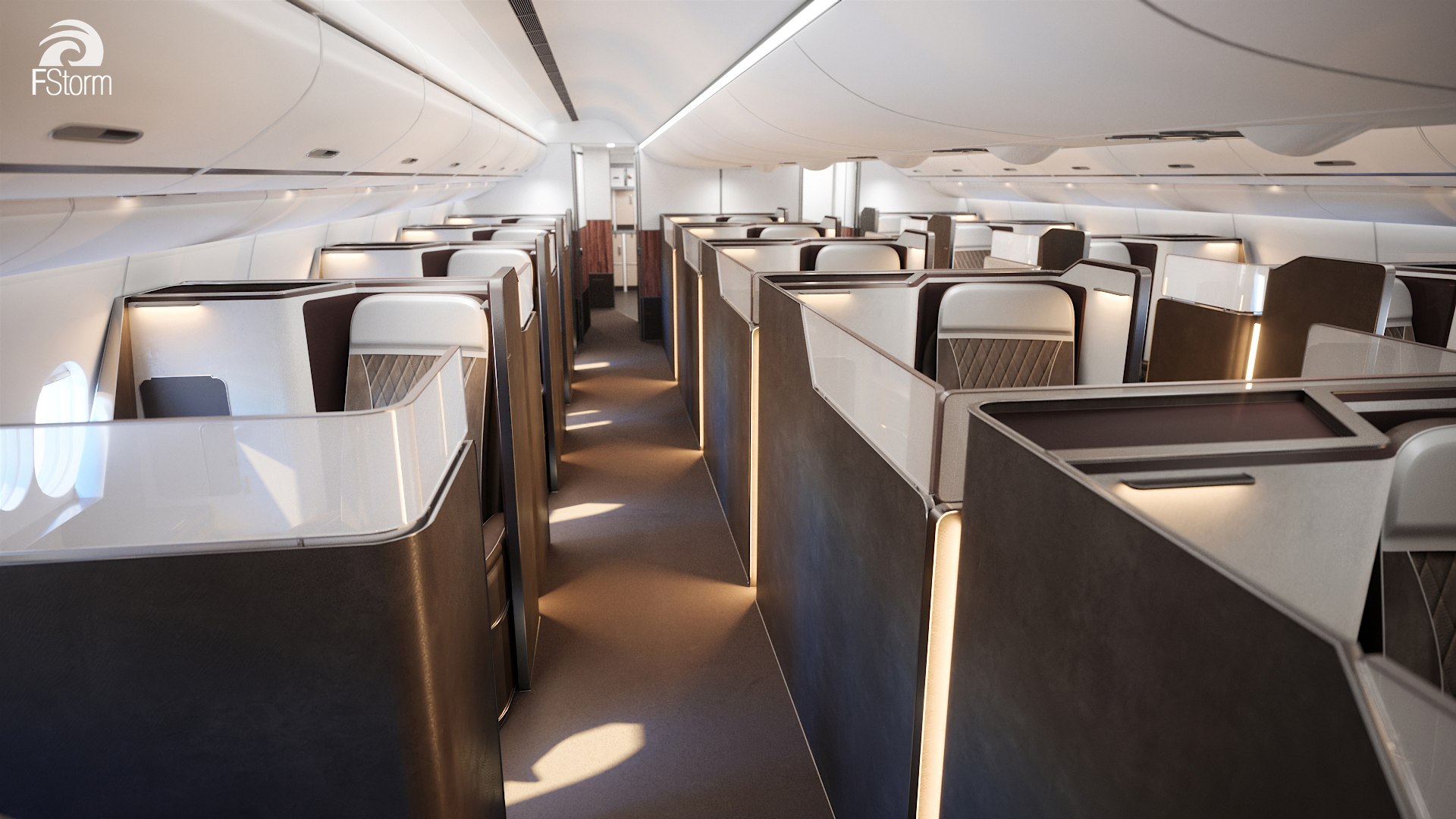 Modern Airplane Interior All Classes Cabin 3D Modell Vray Fstorm 3D ...