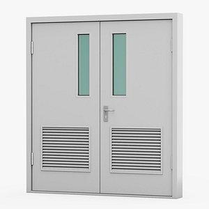 3D Double Fire Doors Grey