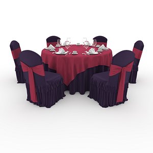 3D model Banquet Table and Chair 60