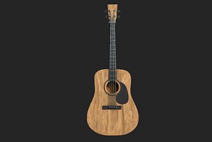 3D guitar naturel wood model